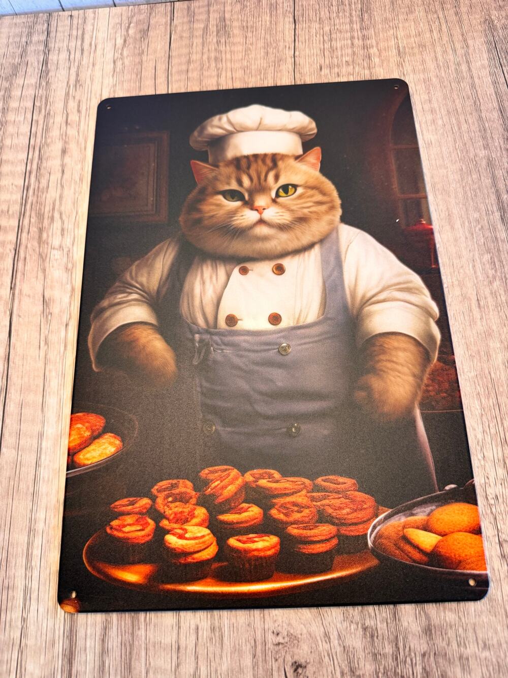 Baker Kitty Metal Sign Cute Cat Baker Cat Metal Home Decor FAST SHIP